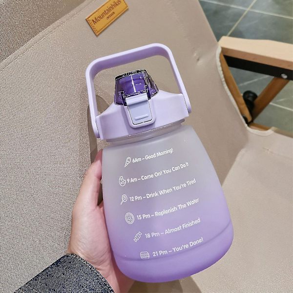1400 ml vattenflaska med tidsmarkör Läcktät sugkopp Lätt att bära Bärbar läckagesäker utomhussportvattenkokare - Jxlgv blue