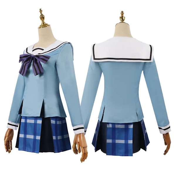 Matsuzaka Satou Shio Koube Kobe Cosplay Happy Sugar Life JK Uniform Kjol Skolflicka Skoluniform Peruk Halloween Anime Kostym One Satou Costume Wig