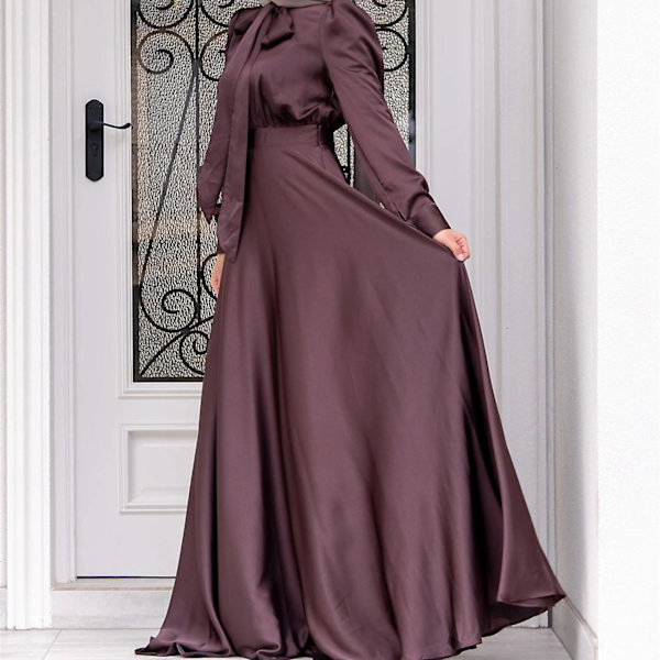 Abaya Kvinnor Kläder Big Hem Satin Lyx Silke Robes För Damer Traditionella Festival Kläder Islamiska Kläder bara abaya1 M