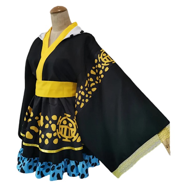 Anime One cos Piece Trafalgar Law Cosplay Fantasia Kostym Klänning Förklädnad för Vuxna Kvinnor Outfit Halloween Festkläder Kostym S DRESS