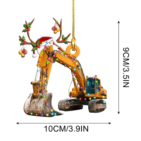 Heminredning 1 st Juldekorationer Hängande dekoration Presentprodukt Personlig familjejärnbrandbil, grävmaskin, grävmaskinhänge D none