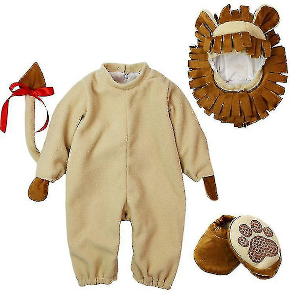 Småbarn Dinosaurie Dräkt Barn Söt Hooded Onesie Animal Cosplay Kostym Lion 95CM