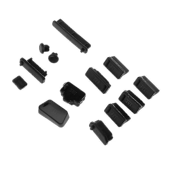 Anti Dust Plug Cover 13st/ set Färgglad Silikon Laptop Anti Dust Plug Cover Black