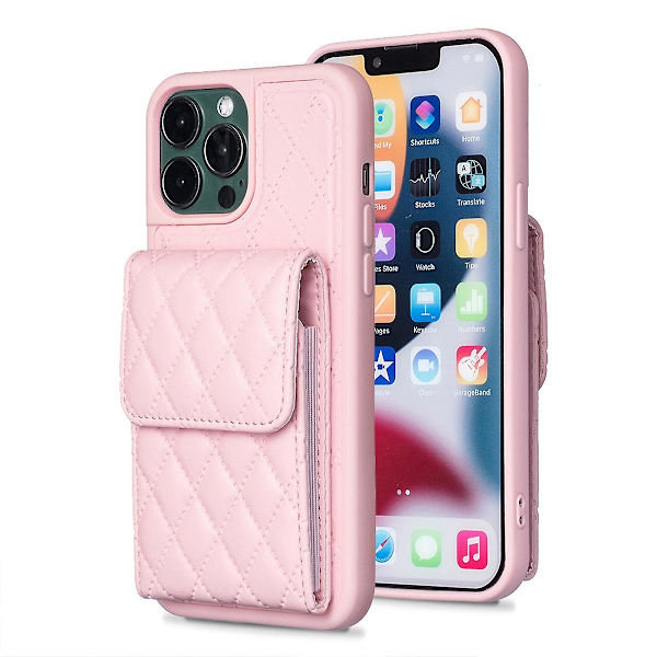 Crossbody case kompatibelt med Iphone 15 Pro Max, Pu-läder stötsäkert cover med Rfid-blockerande korthållare och stöd Pink For iPhone 15 Pro Max