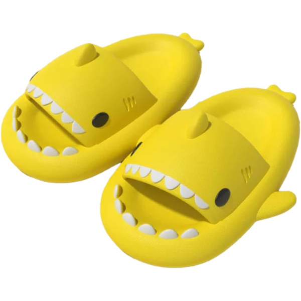 Shark Haj Tofflor, Lämplig för vuxna och barn Söt Tjock Sula Hajar Halkfria Tofflor Inomhus Duschtofflor Sandaler Shark Slippers Gul 26/27 EU