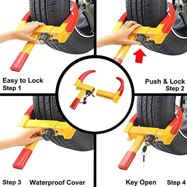 KAYCENTOP Hjulklämlås Universal Säkerhet Däcklås Stöldskydd Låsanordningar Justerbar längd Passar de flesta fordon för släp SUV Båt 1pcs Red\/yellow