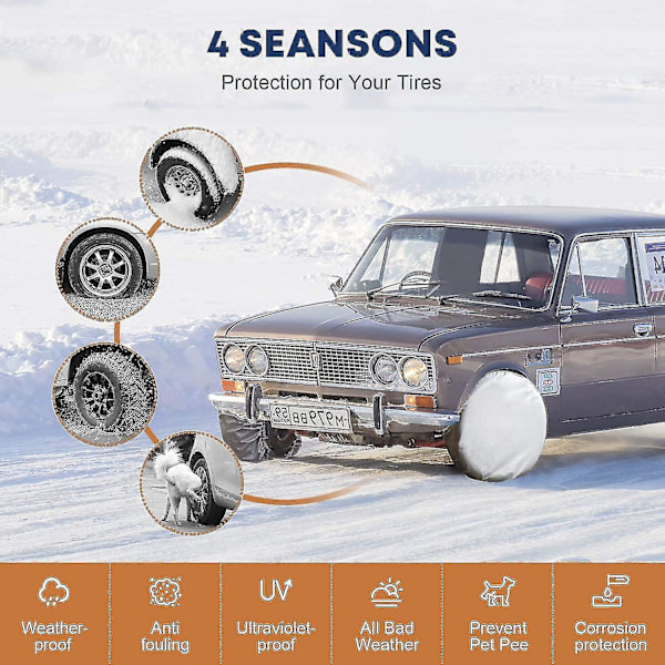 4-pack vattentätt cover Reservdäck Hjul Rv Trailer Camper Antikorrosionsdäckskydd null none