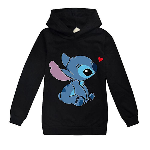 Barn Pojkar Flickor Lilo And Stitch Hoodies Toppar Sweatshirt 7-14 år Black 9-10 Years