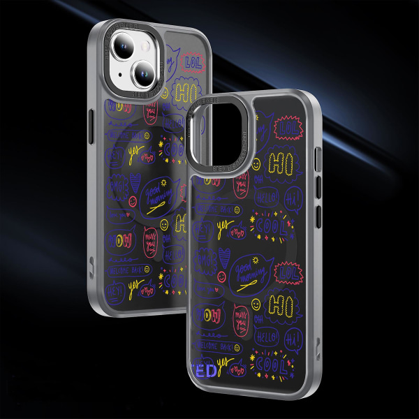 Creative Painted Pattern Matte Hudvänlig Magsafe magnetiskt phone case Lämplig för Iphone och andra modeller Style C Transparent Black Ypcx
