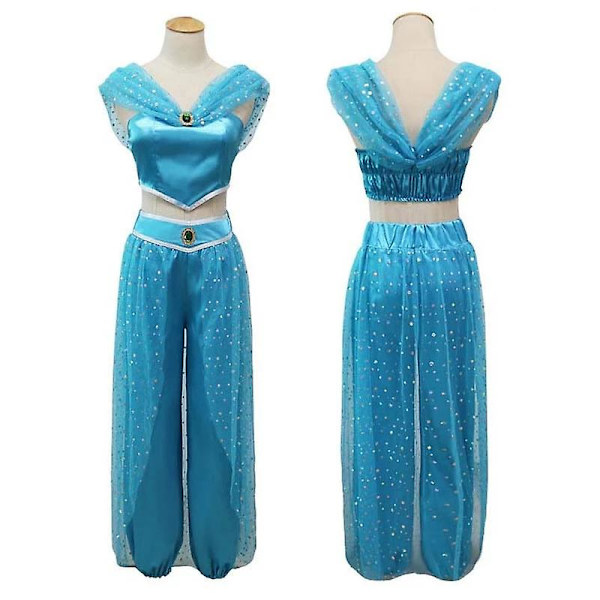 Aladdin J Cosplay Kostym Vuxen Barn Män Kvinnor Halloween Festklänning Jasmine Kostym Set Prinsessan Fancy Kostym Outfit women 130cm