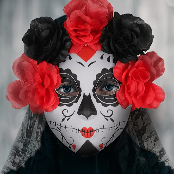 Ny Ghost Bride Day of the Dead Halloween Mask Party Dance Cosplay Klä Ut Vuxna Maskerad Rekvisita Skräck Karnevaler Mask 1pcs