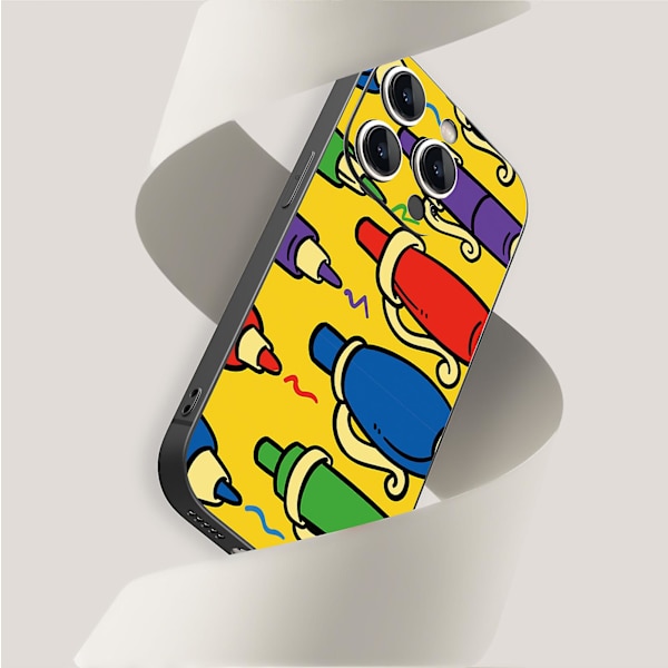 Enkelt tecknat mönster Tryckdesign Flexibeltpurubber Stötsäker mobiltelefon Caseiphone 15 Caseseries Stylesiblackypdt2804