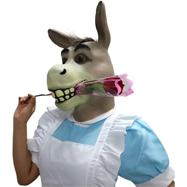 Shrek Åsna Mask för Vuxen, Halloween Nyhet Deluxe Kostym, Fest Cosplay, Latex Djurhuvud, Vuxen Donkey