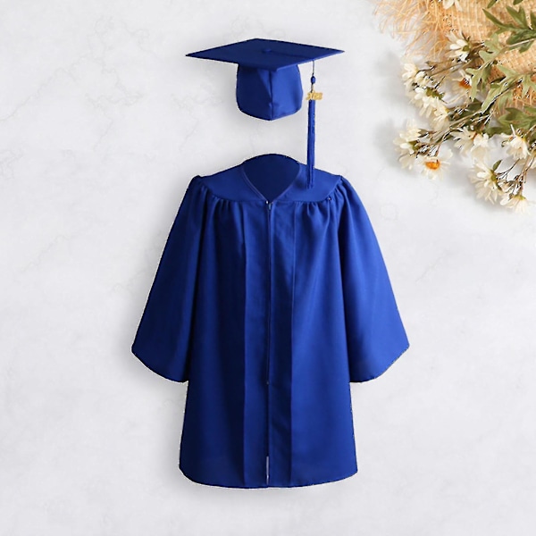 1 Set Graduation Gowndragkedja med hatt Polyester Kid akademisk klänning White L