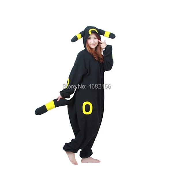 Kigurumi Vuxen Anime Cosplay Kostym Svart Umbreon Onesie Unisex Cartoon Tvättibjörn Pyjamas Fest För Kvinnlig Manlig L Brown