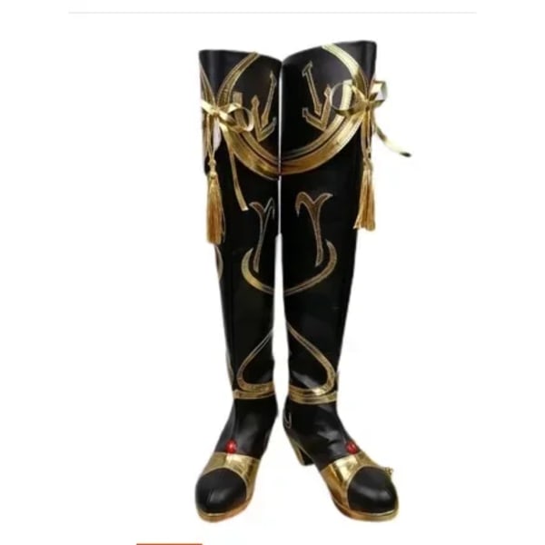 Genshin Impact Beidou Cosplay Kostym Beidou Cosplay Kostym Kvinnor Svart Röd Kostym Halloween Klänning Kappa Full Set XXL shoes