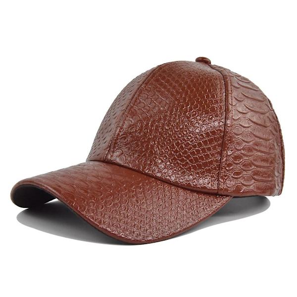 Crocodile Grain Leather Herr Cap Hög kvalitet Baseball Cap Snapback Hatt Casual Gorras Justerbar Dad Ben Hats Masculino Black 54-60cm