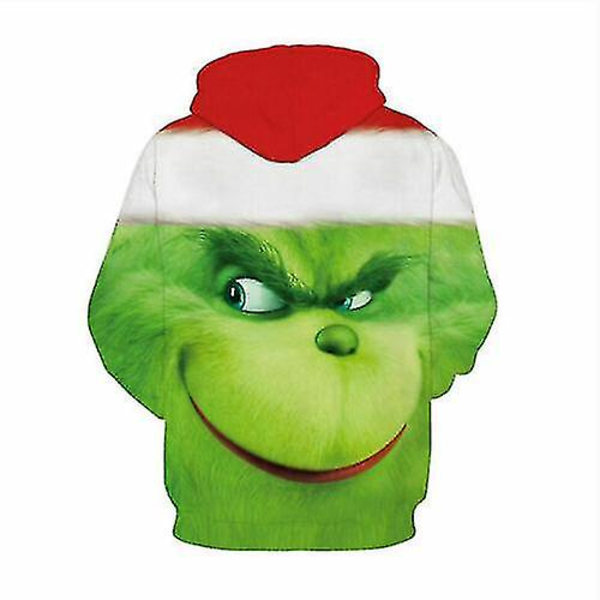 3D Grinch Män Kvinnor Casual Hood Pullover Sweatshirt Vänner Xmas Gift Pattern C L