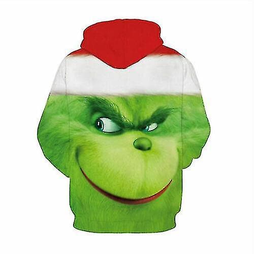 3D Grinch Män Kvinnor Casual Hood Pullover Sweatshirt Vänner Xmas Gift Pattern C S