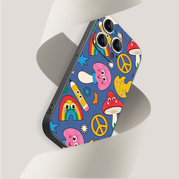 Enkelt tecknat mönster Tryckdesign Flexibeltpurubber Stötsäker Mobiltelefon Caseiphone 15 Caseseries Stylesablackypdt2811