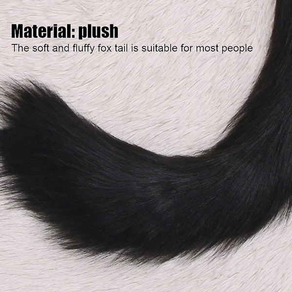 Faux Fur Tail Party Kostym Accessoarer Plysch Fox Wolf Tail black