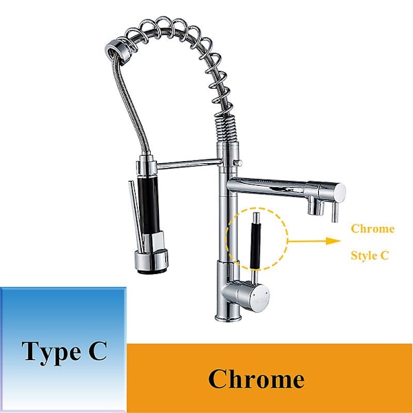 Shinesia Chrome Färdig Utdragbar Fjäder Köksblandare Vridbar pip Kärl Diskbänk Blandare Varmt och kallt C Poland Chrome C