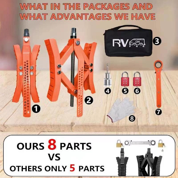 RVPNR RV Hjulklossstabilisator,Camper X Chocks Hjulstabilisator, Heavy Duty Hjulklossar för släpvagnar (2 paket) med insexhylsa, råtta Red