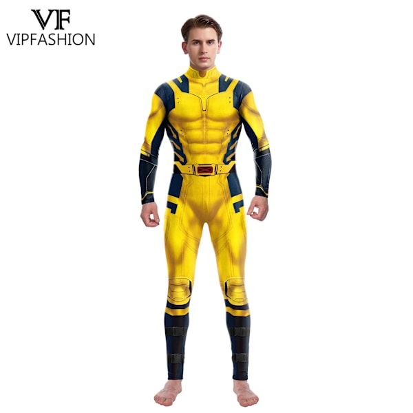 VIP FASHION Wolverine Deadpool Cosplay Kostym Bästa Vän Hjärta Jumpsuits Festkläder Sexig Zentai Bodysuit Halloween Catsuit S B142-499-Woman