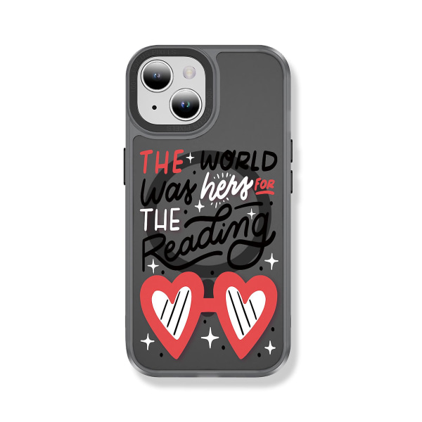 Creative Painted Pattern Frosted Magsafe Magnetic Phone Case Lämplig för Iphone 15 Case och andra modeller Style C Transparent Black Ypcx0210