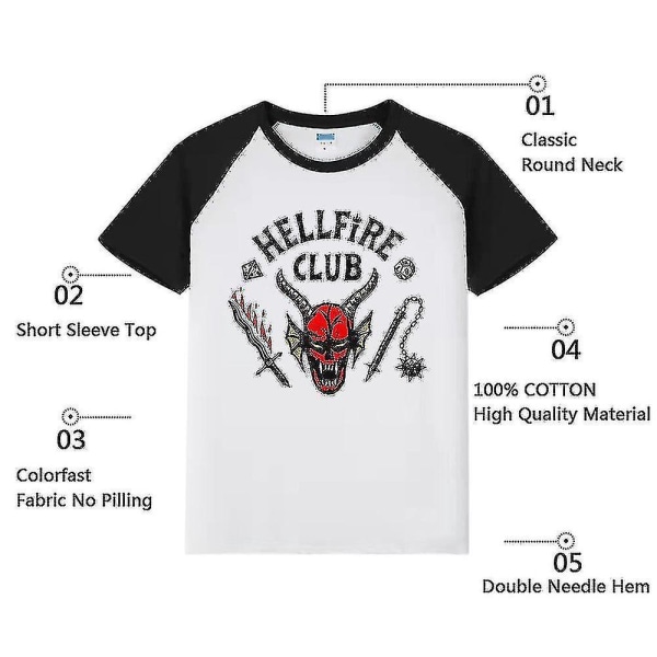 Vuxna Stranger Things Säsong 4 Hellfire Club 3/4-ärm T-shirt Toppar Kostym