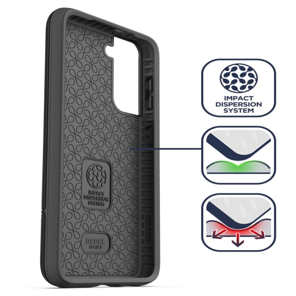 Inkapslat Samsung Galaxy S21 case (Rebel-serien), kraftigt skyddande phone case (svart)