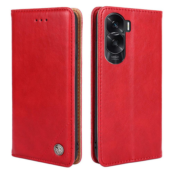 For Honor 90 Lite 5g / X50i 5g triangelsömnadslinje Anti- case Pu läder cover Red