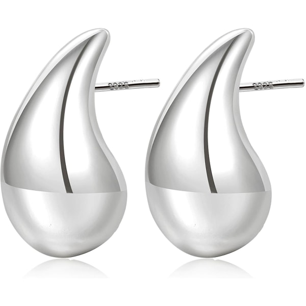 Extra Large Bottega Earring Dupes Hypoallergena Chunkygoldhoopörhängen Lättviktsvattendroppsörhängen Trendiga guldvattendroppsörhängen Silver20mm