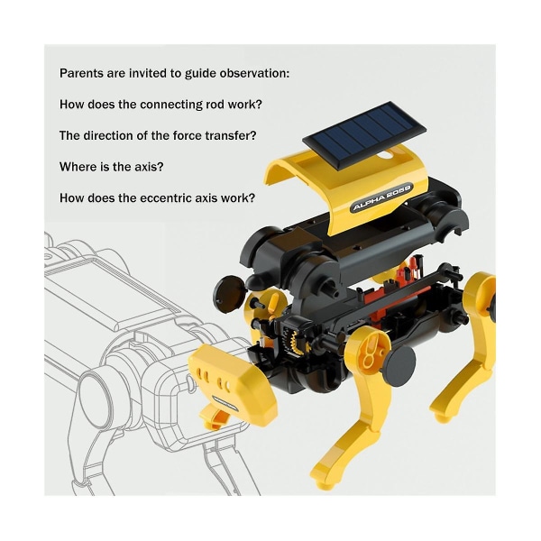 Solar Powered Elektrisk Mekanisk Hund Robot Vetenskap Teknolog Pedagogiska DIY Monteringsleksaker Familj As Shown none