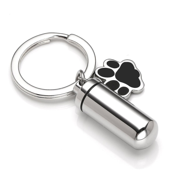 Rostfritt stål hundtassurna nyckelring aska minnessak nyckelring kremering smycken silvercylinder medaljonghänge