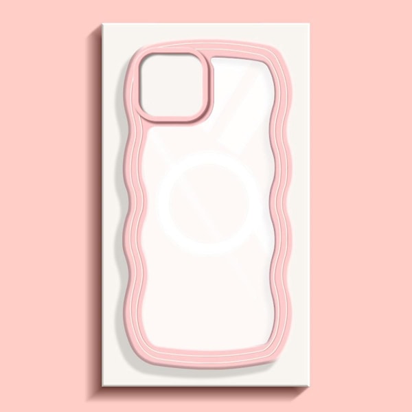 Magsafe- case kompatibelt med Iphone 15 Pro Max, Clear Wave Curved Design Soft Tpu + hård ram Stötsäkert cover för kvinnor Pink For iPhone 15 Pro Max-15 Ultra