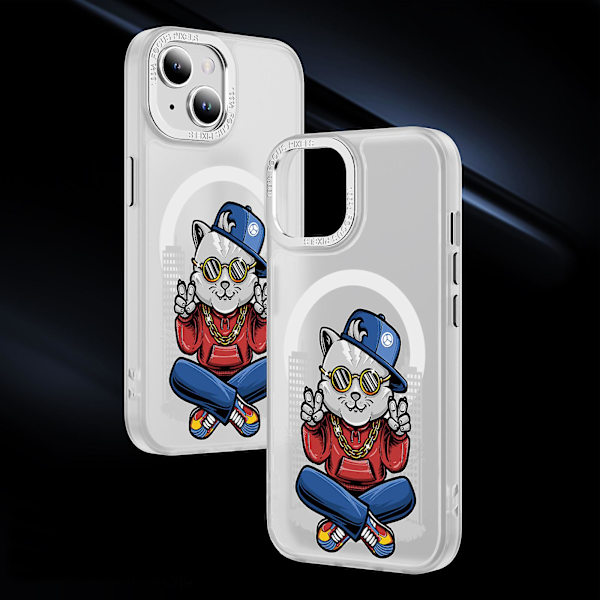 Creative Painted Pattern Matt Magsafe Magnetic Phone Case Lämplig för Iphone och andra modeller Style H Transparent Black Ypcx0118