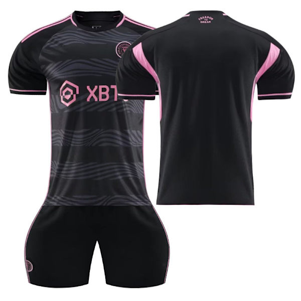 2324 Hem Miami International Messi 10 tröja ny borta Major League fotbollströja svart och rosa originalstrumpor 2324 Miami guest black utan nummer XS
