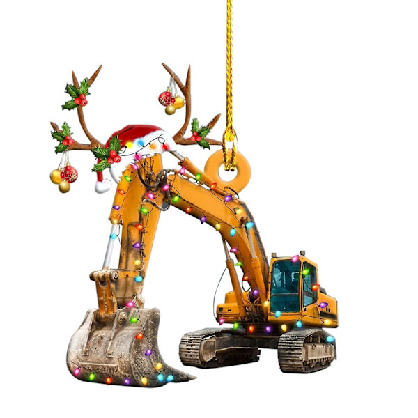 Heminredning 1 st Juldekorationer Hängande dekoration Presentprodukt Personlig familjejärnbrandbil, grävmaskin, grävmaskinhänge D none