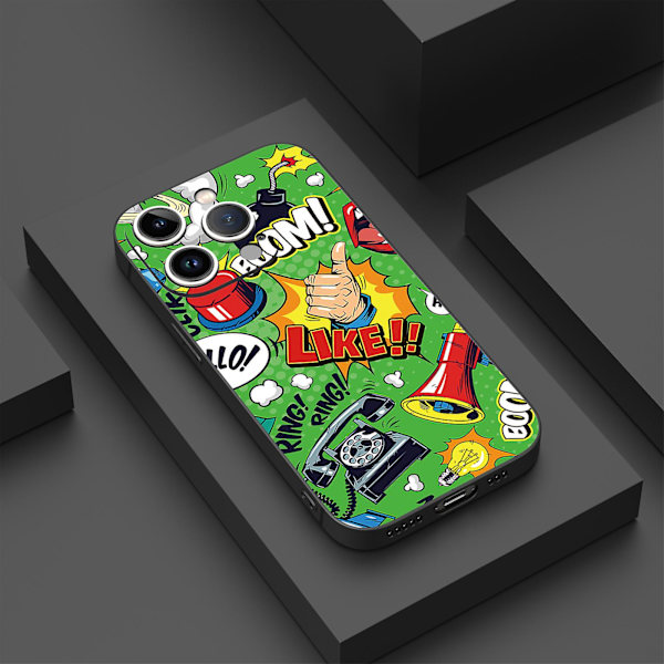Enkelt tecknat mönster Tryckdesign Flexibeltpurubber Stötsäker Mobiltelefon Caseiphone 15 Caseseries Styleskwhiteypdt2783