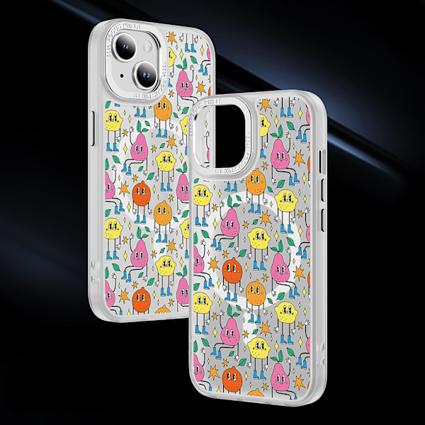 Creative Painted Pattern Frosted Magsafe Magnetic Phone Case Lämplig för Iphone och andra modeller Style O Transparent Black Ypcx0288