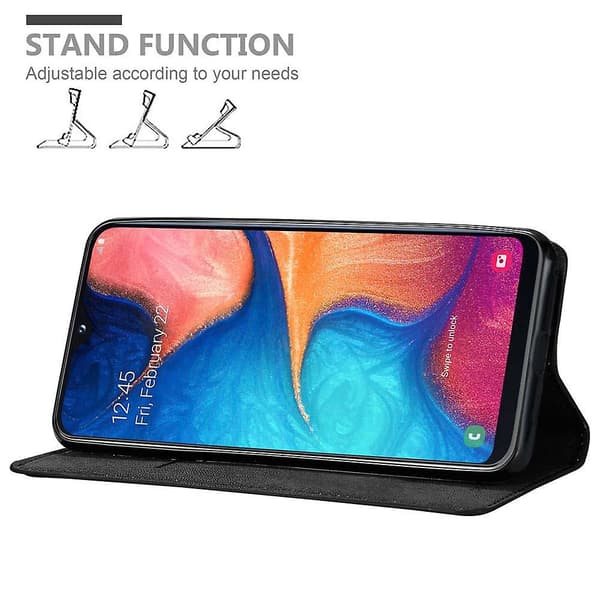 Samsung Galaxy A10e / A20e Cover Case Case - med stativfunktion och kortfack NIGHT BLACK Galaxy A10e / A20e