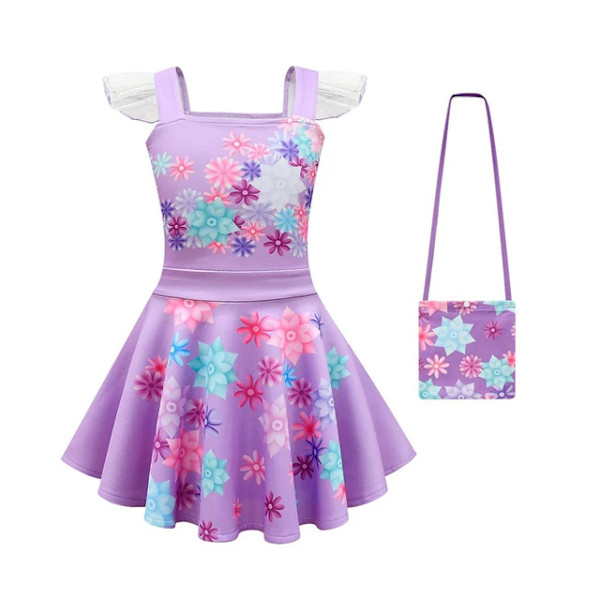 Blomster Encanto Kostym Isabella Charm Klänning Flickprinsessklänning Fantasy Fest Barnkläder 22 2-3T(Size 100)