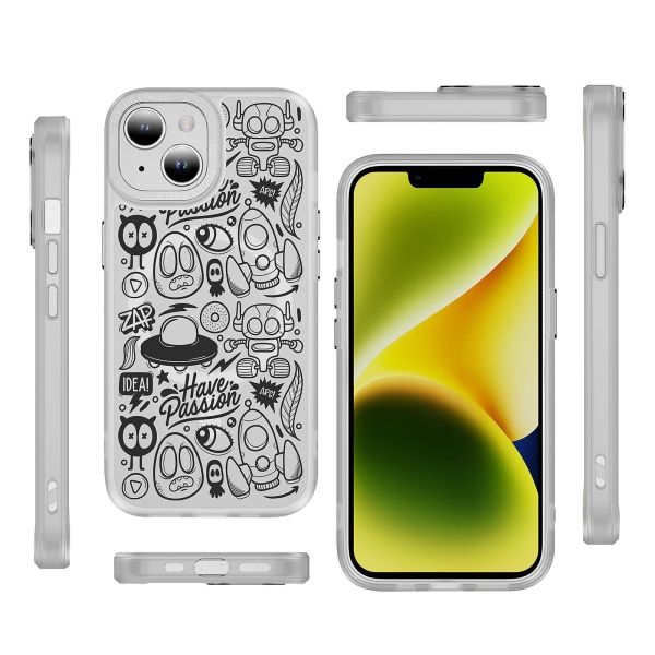 Creative Painted Pattern Matte Hudvänlig Magsafe magnetiskt phone case Lämplig för Iphone och andra modeller Style C Transparent Ypcx0002