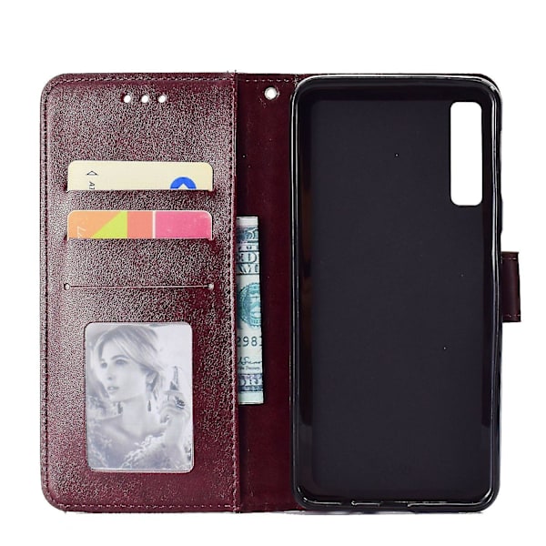 Plånbok med tryckt mandalamönster med flip-back- case för Samsung Galaxy A7/a750-lila Brown