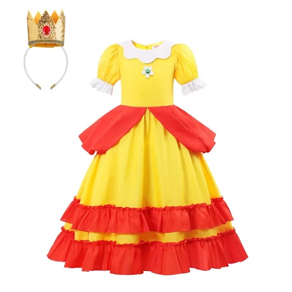 Disney Anna Elsa klänning barn prinsessklänning för flickor barn cosplay persika jul karneval fest utklädnad outfit Daisy Dress 3-4Y (110)