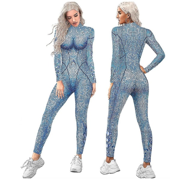 Aquaman Arthur Curry Atlantis Queen Mera Catsuit Cosplay Jumpsuit Halloween Kvinnor Flickor Zentai Carnival Fancy Ball Bodysuit Style 2 L