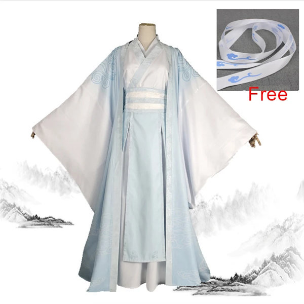 Wei Wuxian/Lan Wangji Cosplay-dräkter Ancient Mo Dao Zu Shi Grandmaster of Demonic Cultivation Halloween-dräkt Peruker C89K223 L Lan Wangji