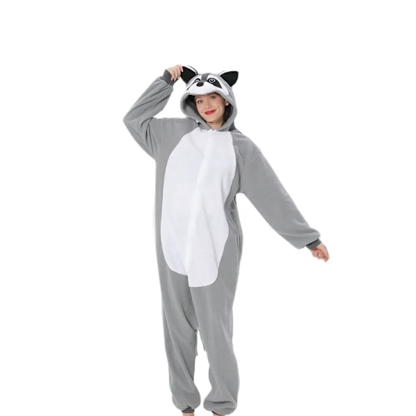Kigurumi Vuxen Anime Cosplay Kostym Svart Umbreon Onesie Unisex Cartoon Raccoon Pyjamas Fest För Kvinnlig Manlig M Silver