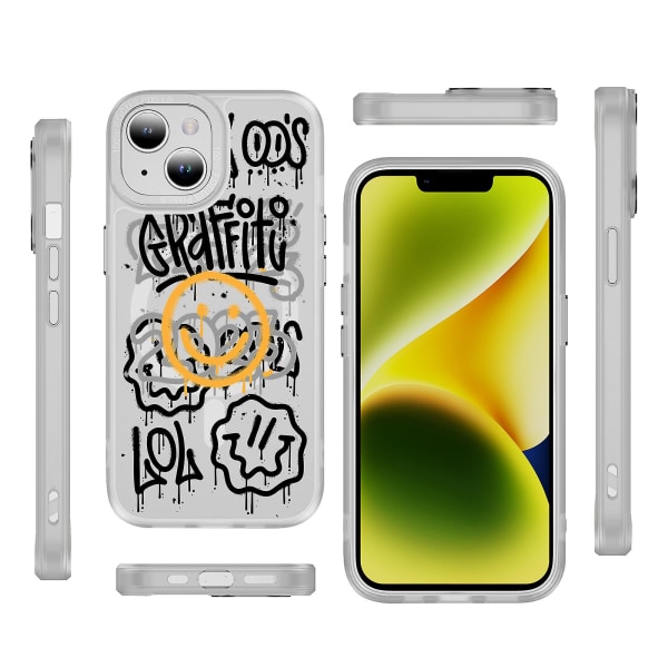 Creative Painted Pattern Frosted Magsafe Magnetic Phone Case Lämplig för Iphone och andra modeller Style K Transparent Black Ypcx0086